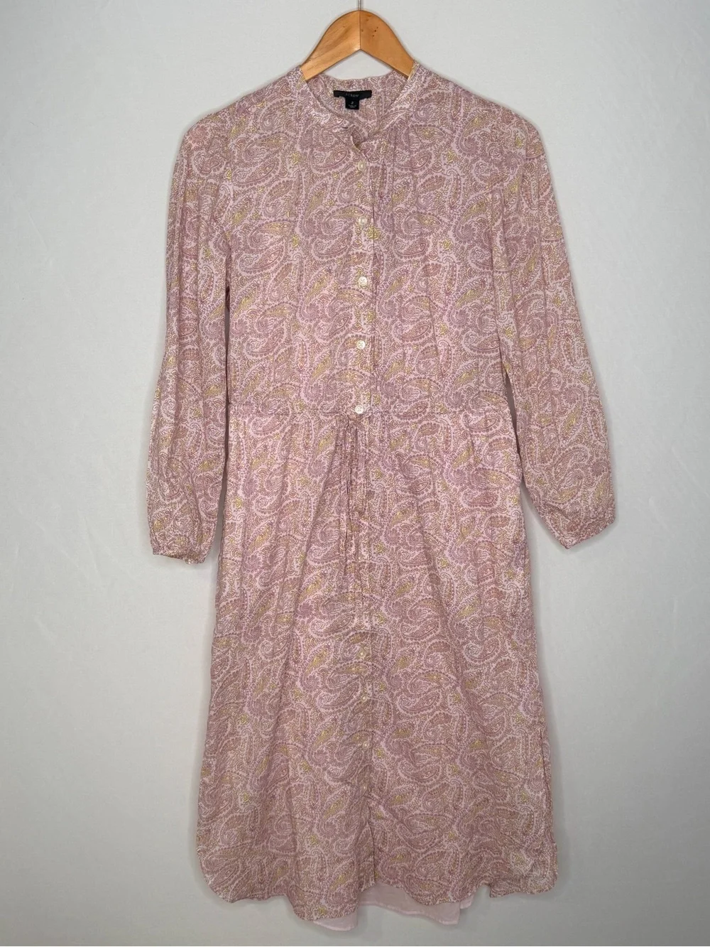J. Crew Tie-Waist Cotton Voile Midi Dress in Beach Paisley. Size 2.